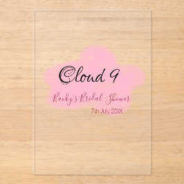 Invitaciones Acrílicas Clouds nine red pastel bridal shower namedate