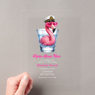 Invitaciones Acrílicas Club de Hottie Shots divertido flamenco rosa despe