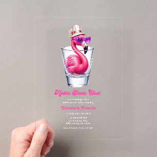 Invitaciones Acrílicas Club de Hottie Shots Flamenco Rosa Divertido Despe