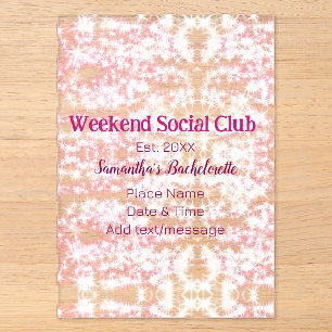 Invitaciones Acrílicas club social del fin de semana rosa brillo despedid