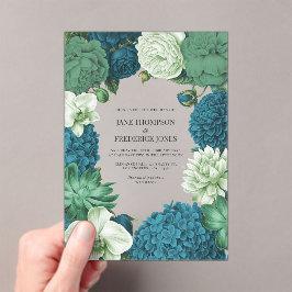 Invitaciones Acrílicas Coastal Juniper, Tidal Foam & Deep Reef Blue