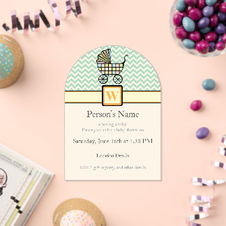 Invitaciones Acrílicas Cochecito de Bebé Bloques de Baño