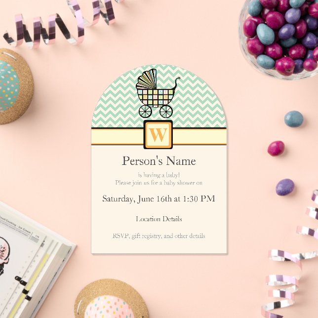 Invitaciones Acrílicas Cochecito de Bebé Bloques de Baño (Insitu (Celebración))
