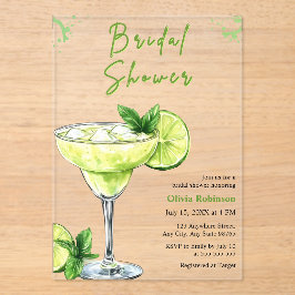 Invitaciones Acrílicas Cocktail Margs & Matrimony Margarita Bridal Shower