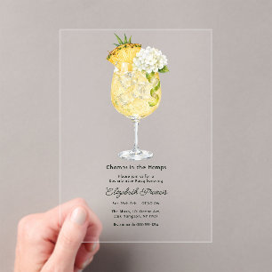 Invitaciones Acrílicas Cóctel Tropical de Piña para Despedida de Soltera