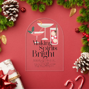 Invitaciones Acrílicas Cócteles de Navidad para Alegrar Espíritus Fiesta
