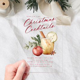 Invitaciones Acrílicas Cócteles Navideños Festivos Fiesta de Navidad