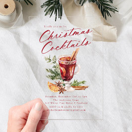 Invitaciones Acrílicas Cócteles Navideños Festivos Fiesta de Navidad