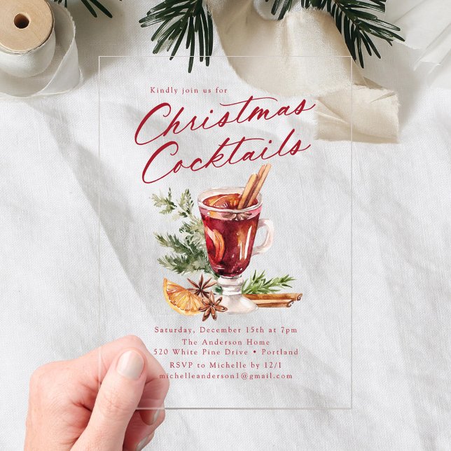 Invitaciones Acrílicas Cócteles Navideños Festivos Fiesta de Navidad (Subido por el creador)
