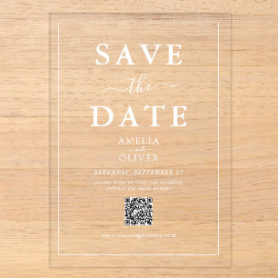 Invitaciones Acrílicas Código QR de acrílico transparente para boda moder