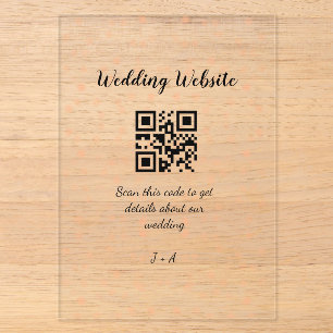 Invitaciones Acrílicas Código QR de escaneo del sitio web de la boda nara