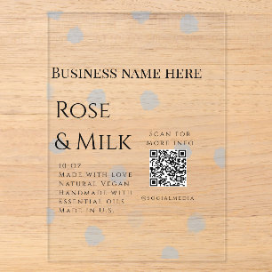 Invitaciones Acrílicas Código QR de negocio de jabón artesanal de leche d