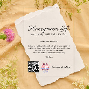 Invitaciones Acrílicas Código QR de regalo de solicitud de fondo de viaje