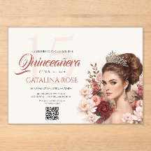 Código QR de Rosa con Rubor Rosa para Quinceañera