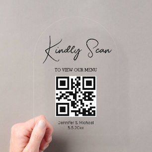 Invitaciones Acrílicas código qr minimalista menú digital arco de boda