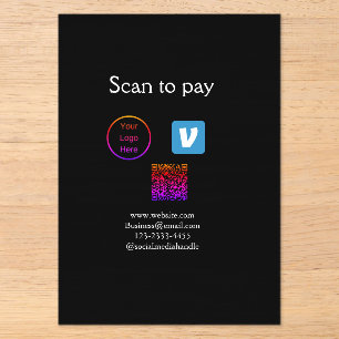 Invitaciones Acrílicas Código QR venmo escanear para pagar agregar logoti