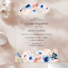 Invitaciones Acrílicas Colección de Boda Blue Peach