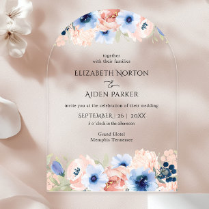 Invitaciones Acrílicas Colección de Boda Blue Peach