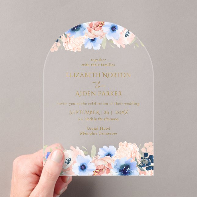 Invitaciones Acrílicas Colección de Bodas azules (Insitu (portátil))
