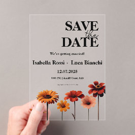 Invitaciones Acrílicas Color de agua Floral Negrita rojo y colores de pue