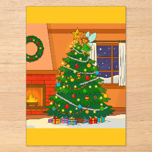 INVITACIONES ACRÍLICAS COLORES DE DIBUJOS ANIMADOS BRILLANTES DE ÁRBOL DE