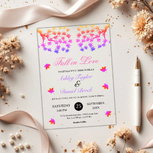 Invitaciones Acrílicas Colores de neón elegantes brillan hojas de boda de