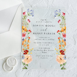 Invitaciones Acrílicas Colorful Bold Wildflowers Wedding