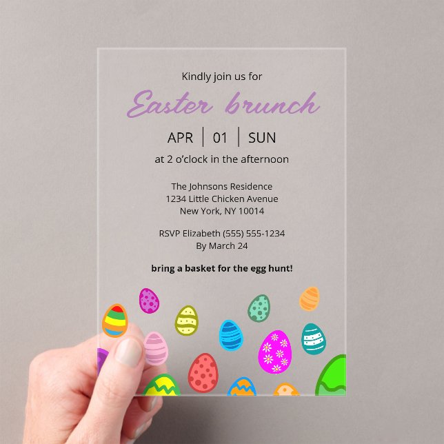 Invitaciones Acrílicas Colorful Easter Brunch (Insitu (portátil))