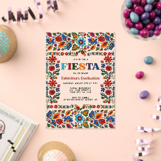 Invitaciones Acrílicas Colorful Fiesta Floral Folk Art Graduation Party