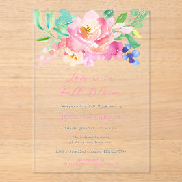 Invitaciones Acrílicas Colorful Florals Love In Full Bloom Bridal Shower