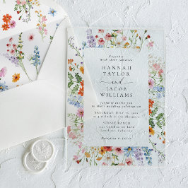 Invitaciones Acrílicas Colorful Meadow Wildflower Wedding 
