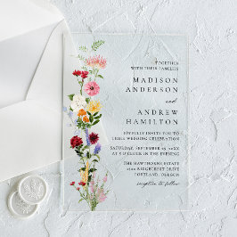 Invitaciones Acrílicas Colorful Watercolor Wildflower Wedding