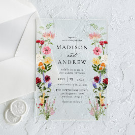 Invitaciones Acrílicas Colorful Watercolor Wildflower Wedding