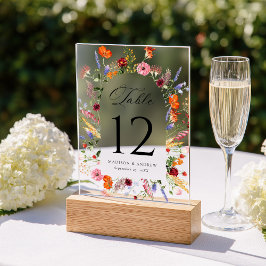 Invitaciones Acrílicas Colorful Wildflower Arch Acrylic Table Number