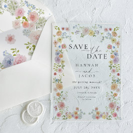 Invitaciones Acrílicas Colorful Wildflower Floral Photo Wedding