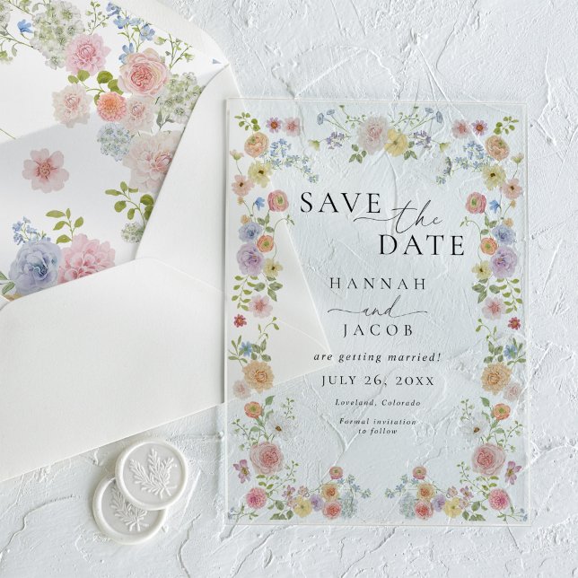 Invitaciones Acrílicas Colorful Wildflower Floral Photo Wedding (Subido por el creador)