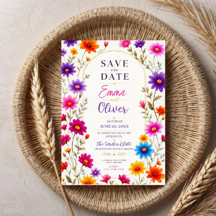 Invitaciones Acrílicas Colorful Wildflowers Wedding Invitation