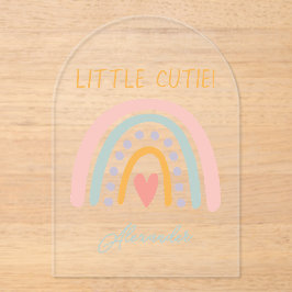 Invitaciones Acrílicas Colorida acuarela Arcoiris Ilustración de Bebé