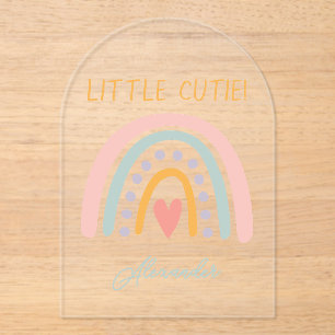 Invitaciones Acrílicas Colorida acuarela Arcoiris Ilustración de Bebé
