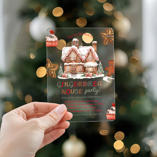 Invitaciones Acrílicas Colorida fiesta de cumpleaños de Gingerbread House