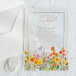 Invitaciones Acrílicas Coloridas flores silvestres casadas en el campo<br><div class="desc">Las coloridas flores silvestres Country Wedding Acrylic Invitation presenta flores de campo de bonito en naranja,  amarillo,  morado y rosa sobre un fondo opaco con tu información sobre la invitación a la boda en el centro. Personalice editando el texto en los cuadros de texto. Diseñado por Evco Studio www.zazzle.com/store/evcostudio</div>