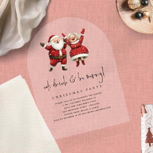 Invitaciones Acrílicas Come Comer Divertirse Santa Sra Claus Navidad