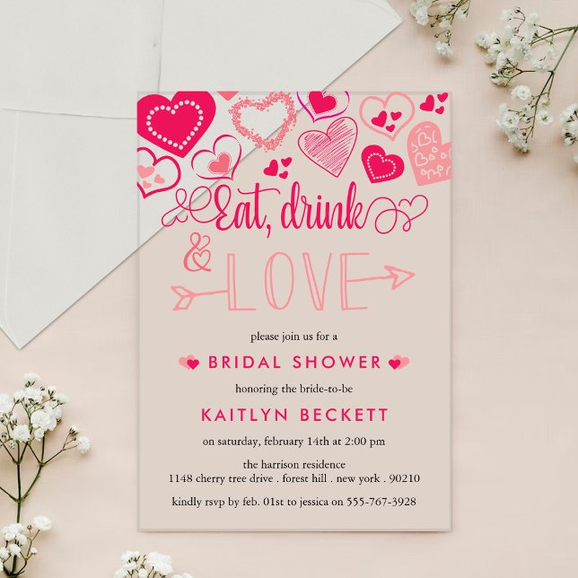 Invitaciones Acrílicas "Comer, beber y amar" El día de San Valentín ducha (Subido por el creador)