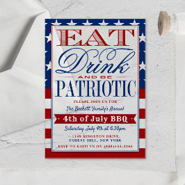 Invitaciones Acrílicas Comer, Beber Y Ser Patriótico El 4 De Julio Fiesta