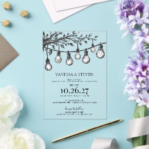 Invitaciones Acrílicas Comida de ensayo de luces de fiesta