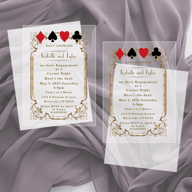 Invitaciones Acrílicas Compromiso nocturno de Luxury Gold Art Deco Casino (Subido por el creador)