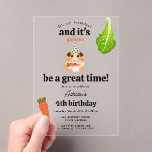 Invitaciones Acrílicas Conejillos de indias divertidos regalo fiesta de c