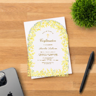 Invitaciones Acrílicas Confirmación de Arco de Mimosa