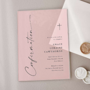 Invitaciones Acrílicas Confirmación de guión elegante moderno