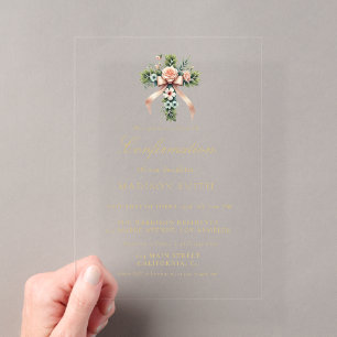 Invitaciones Acrílicas Confirmación del jardín de flores silvestres con e